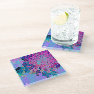 Elegante Dunkelblaue und Magenta Limelight Hortens Glasuntersetzer