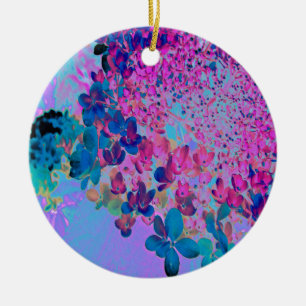 Elegante Dunkelblaue und Magenta Limelight Hortens Keramik Ornament
