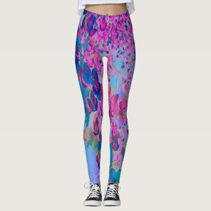 Elegante Dunkelblaue und Magenta Limelight Hortens Leggings