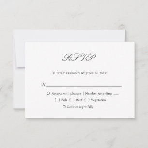 Elegante dunkelgraue Typografie RSVP Karte