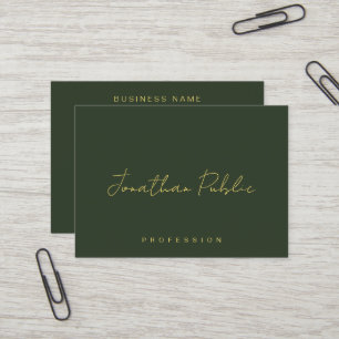 Elegante dunkelgrüne Handschrift Goldtext trendy Visitenkarte
