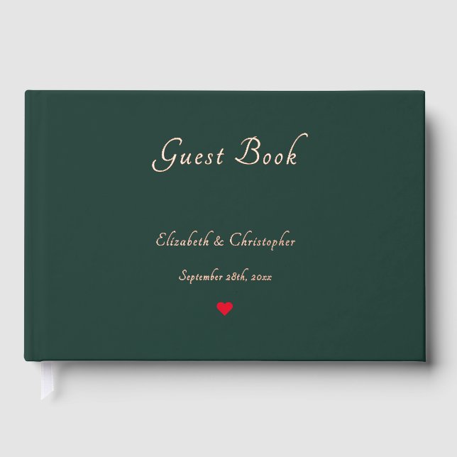 Elegante Dunkelgrüne Rose Gold Hochzeiten Jahresta Gästebuch (Vorderseite)