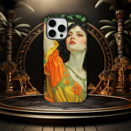 Elegante dunkelhaarige Frau im Jugendendstil iPhone 16 Pro Max Hülle
