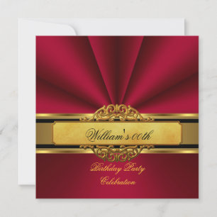 Elegante dunkelrote goldene Party für Männer und F Einladung