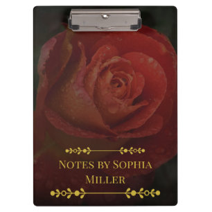 Elegante Dunkelrote Rose Botanisch Floral Klemmbre Klemmbrett