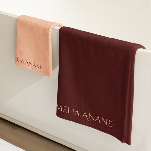Elegante dunkelrote und rosa Typografie Badhandtuch Set