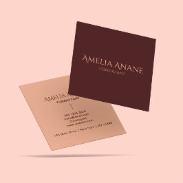 Elegante dunkelrote und rosa Typografie Quadratische Visitenkarte
