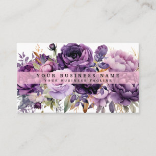 Elegante, dunkelviolette Blumen Business Cards Visitenkarte