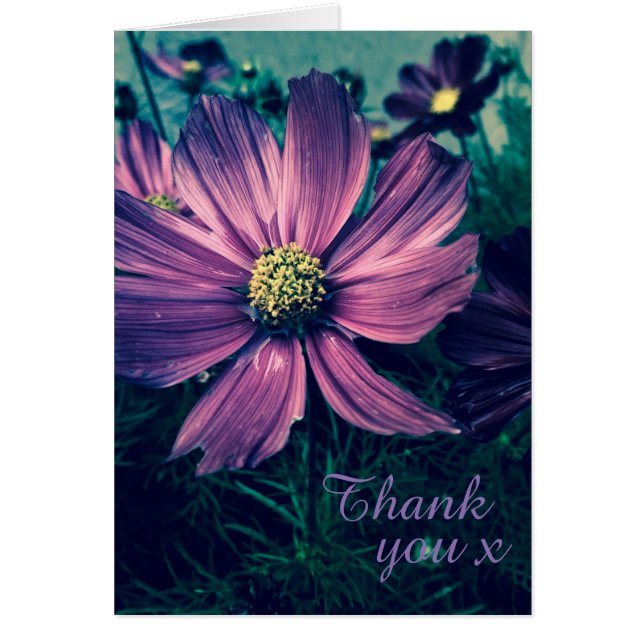 Elegante dunkelviolette Blumen Danke (Vorne)