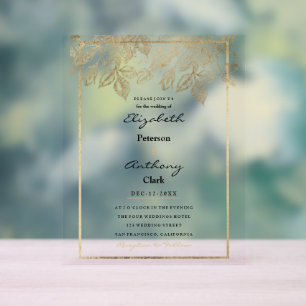 Elegante dunkelviolette goldene luxuriöse florale acrylschild