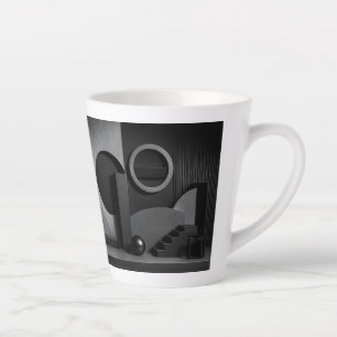 Elegante dunkle abstrakte geometrische Formen und Milchtasse