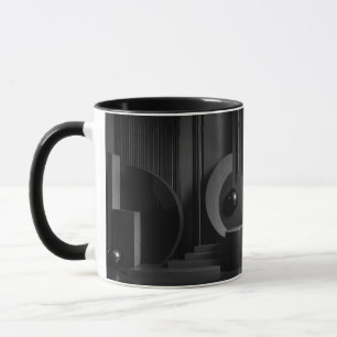 Elegante dunkle abstrakte geometrische Formen und  Tasse