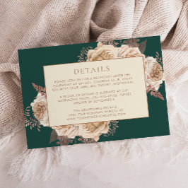 Elegante, dunkle Aquamarine Rose Goldhochzeit Deta Begleitkarte