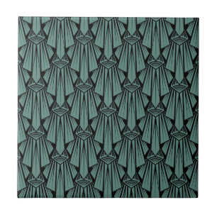 Elegante dunkle Art Deco abstrakte geometrische El Fliese