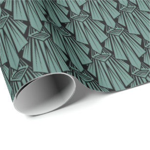 Elegante dunkle Art Deco abstrakte geometrische El Geschenkpapier
