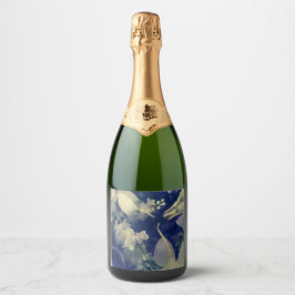 elegante dunkle Blumen Champagnerflaschenetikett