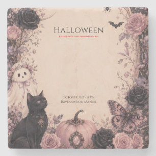 Elegante dunkle botanische Halloween-Party Steinuntersetzer