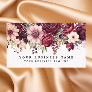 Elegante, dunkle Burgund-Blume Business Cards Visitenkarte
