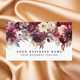 Elegante, dunkle Burgund-Blume Business Cards Visitenkarte