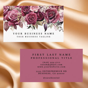 Elegante, dunkle Burgund-Rose Business Cards Visitenkarte