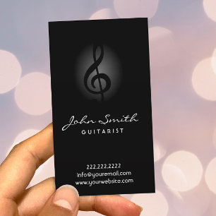 Elegante dunkle Clef-Gitarrist-Musik Visitenkarte
