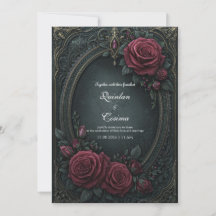 Elegante Dunkle Gothic Burgunderrote Oval Hochzeit