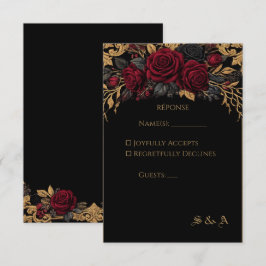 Elegante dunkle gothische Hochzeits-RSVP-Karte RSVP Karte