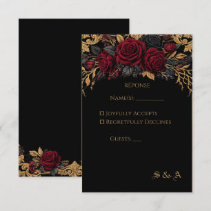Elegante dunkle gothische Hochzeits-RSVP-Karte RSVP Karte