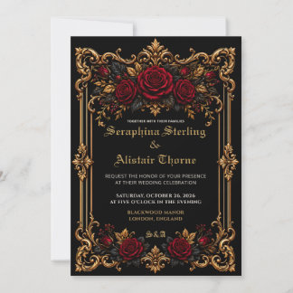Elegante dunkle gothische Hochzeitseinladung Einladung