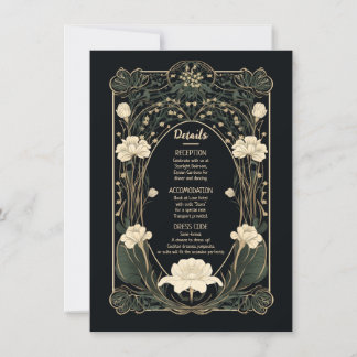 Elegante Dunkle Jugendstil-Hochzeitskarte Feiertagskarte