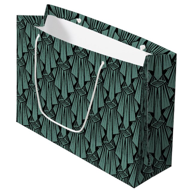 Elegante dunkle Kunst Deko abstrakte geometrische  Große Geschenktüte (Vorderseite Schrägansicht)