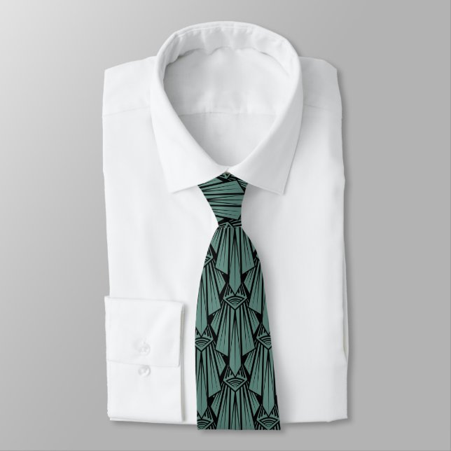 Elegante dunkle Kunst Deko abstrakte geometrische  Krawatte (Gebunden)