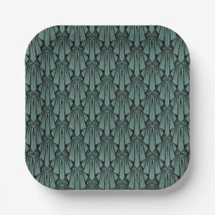 Elegante dunkle Kunst Deko abstrakte geometrische Pappteller