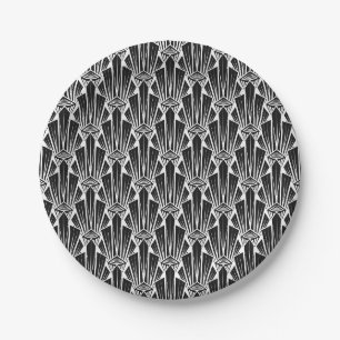Elegante dunkle Kunst Deko abstrakte geometrische Pappteller