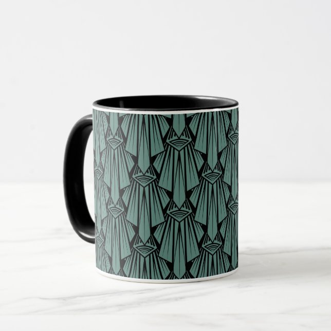 Elegante dunkle Kunst Deko abstrakte geometrische  Tasse (Vorderseite Links)