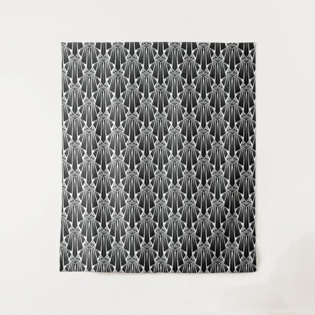 Elegante dunkle Kunst Deko abstrakte geometrische  Wandteppich (Vorderseite)