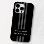 Elegante dunkle Linien, modern mit Monogramm schwa Case-Mate iPhone 14 Pro Max Hülle<br><div class="desc">Elegante,  schwarze iPhone-Hülle mit drei dunkelgrauen Linien,  die von oben nach unten laufen,  und Ihrem Namen gegenüber.</div>