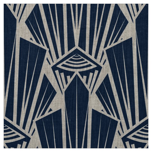 Elegante dunkle Marinekunst Deko abstraktes geomet Stoff (Muster)
