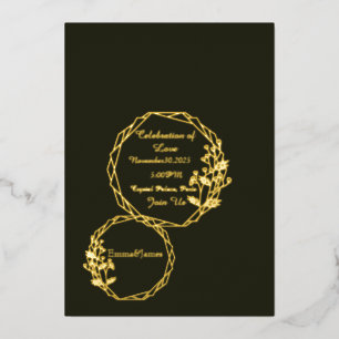 Elegante dunkle Oliven- und Goldkarte Folieneinladung