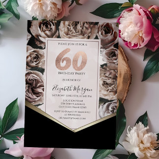 Elegante dunkle Rose 60. Geburtstag Einladung