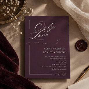 Elegante dunkle Samt-Hochzeitseinladung „Nur Liebe Einladung