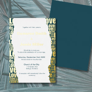 Elegante dunkle Schiefergrau-Liebe-Typografie-Hoch Folieneinladung