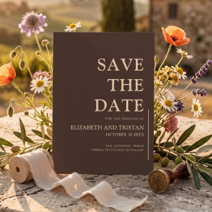 Elegante dunkle Schokoladen-Minimalist-Hochzeit Save The Date