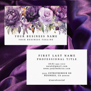 Elegante dunkle, tief violette Blumen Visitenkarte