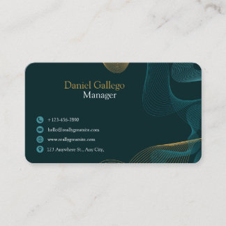 Elegante dunkle Türkis-Gold-Abstrakte professionel Visitenkarte