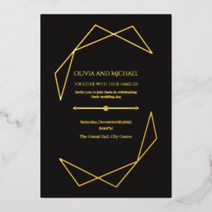 Elegante dunkle und goldene Hochzeitseinladung Folieneinladung