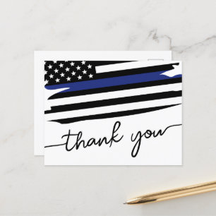 Elegante dünne Blue Line-Flagge Polizeibeamter Postkarte