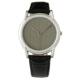 Elegante dünne goldene und blaue blaue Streifen Armbanduhr