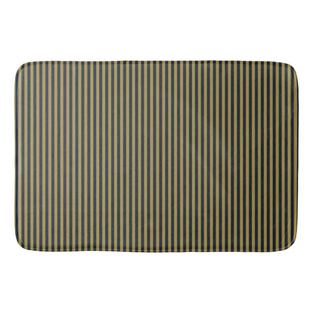 Elegante dünne goldene und blaue blaue Streifen Badematte (Vorderseite)