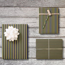 Elegante dünne goldene und blaue blaue Streifen Geschenkpapier Set